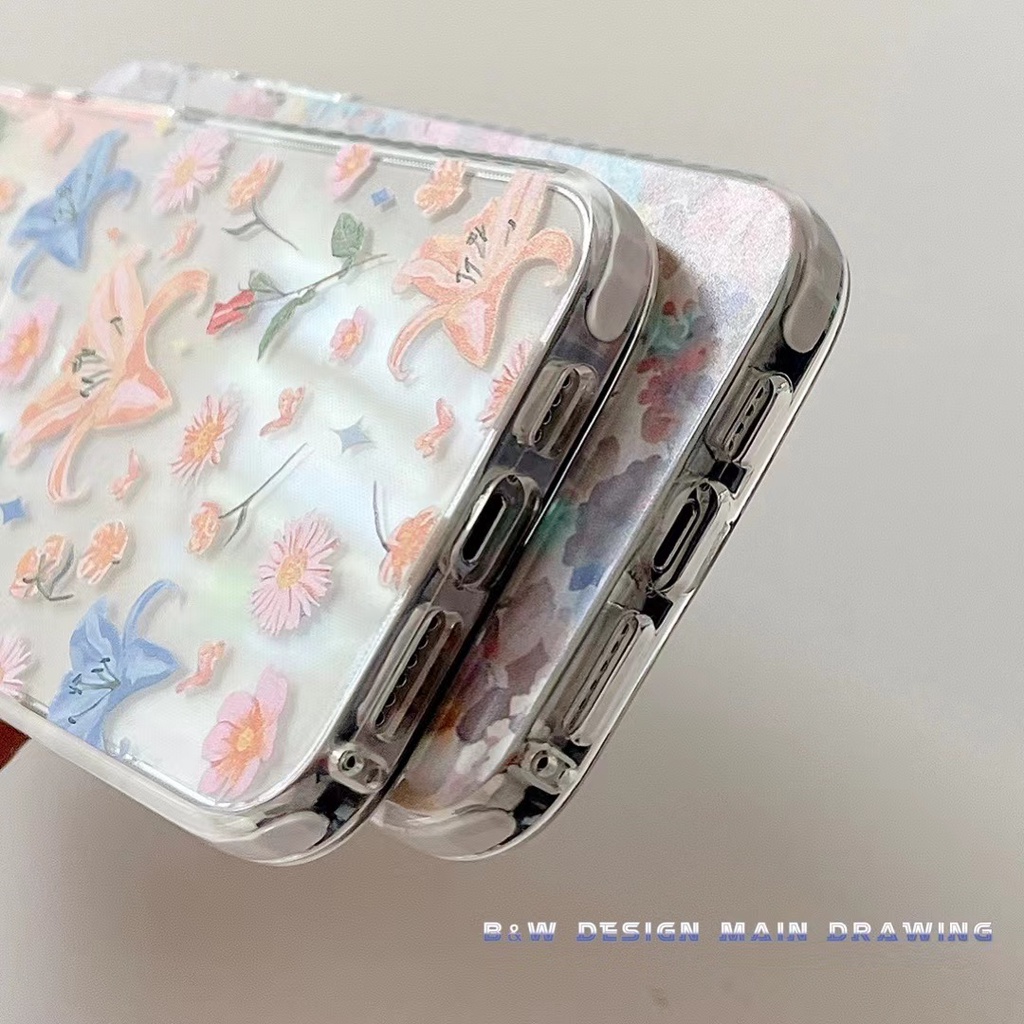 Ốp Điện Thoại Mềm Chống Sốc Chống Rơi Họa Tiết Hoa Cho iPhone 13 12 11 Pro MAX IX XS MAX XR 6 6s 7 8 Plus