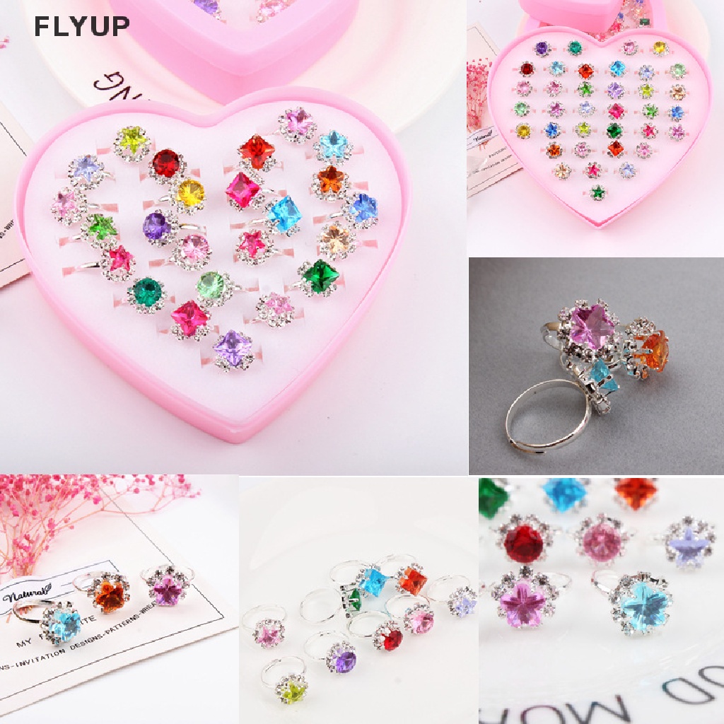 Hộp 12 nhẫn đồ chơi hình trái tim xinh xắn cho bé gái