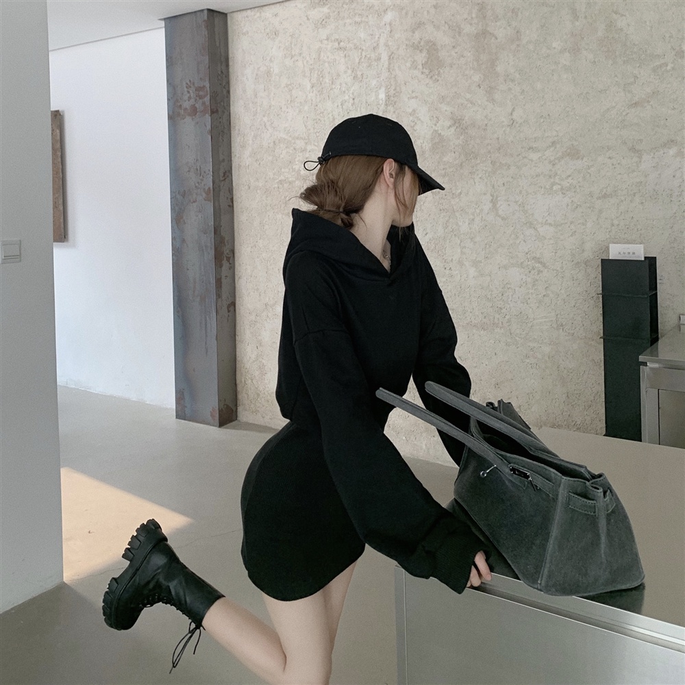Đầm sweater Perty có mũ trùm dáng ôm thời trang cho nữ