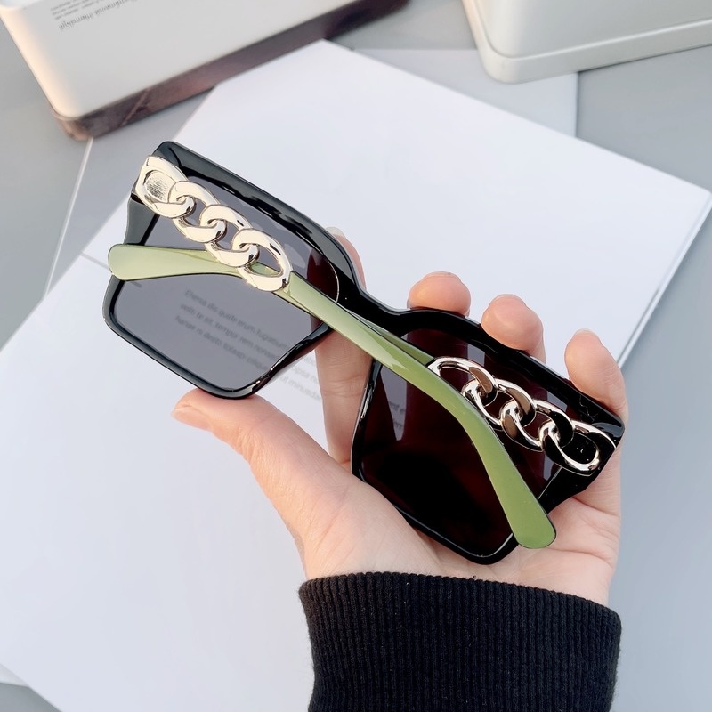 (YUZHU) Kính Mát Gọng Vuông Oversize Thời Trang Phương Tây Retro Hàn Quốc