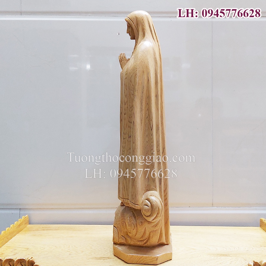 Tượng Đức Mẹ Fatima 40cm gỗ pơmu