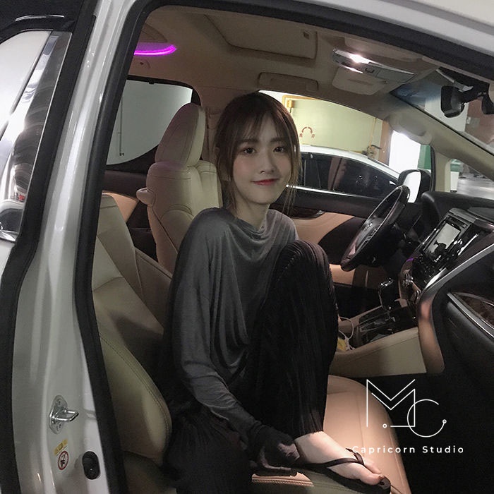 Áo thun dài tay kiểu mỏng mùa thu màu xám đơn giản phong cách Ulzzang Hàn Quốc