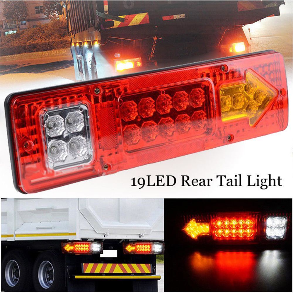 1 Đèn Tín Hiệu Đuôi Xe 12V 19 Bóng Led Màu Trắng Hổ Phách Chống Nước Cho Xe Tải