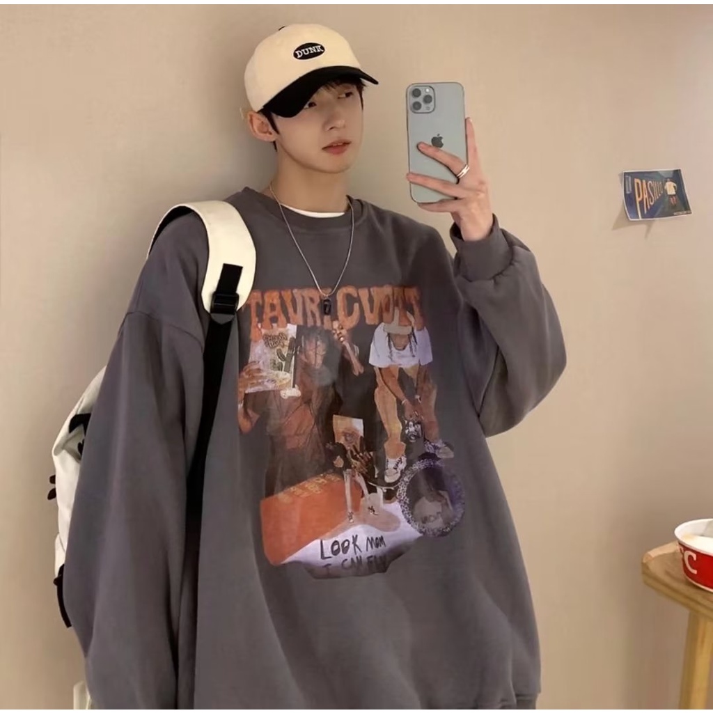 Áo Nỉ Cổ Tròn In Họa Tiết Hoạt Hình Phong Cách Hip Hop Hàn Quốc Thời Trang Cho Nam Và Nữ