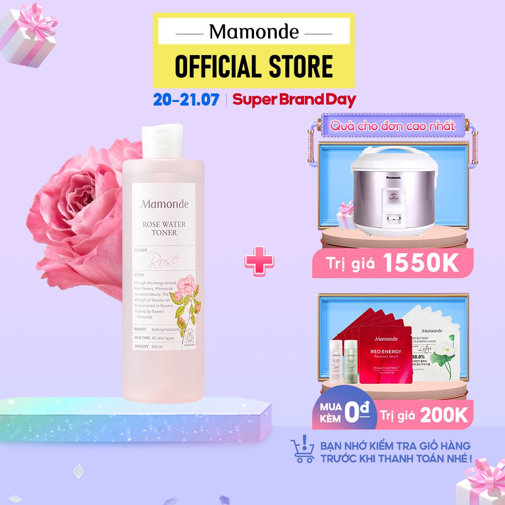  Nước hoa hồng cung cấp độ ẩm Mamonde Rose Water Toner 500ml
