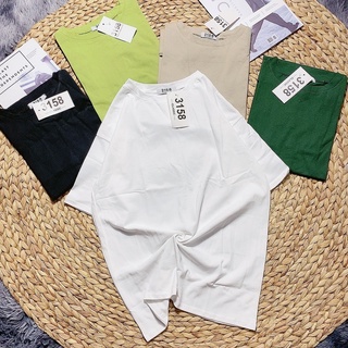 Áo thun tay lỡ 3158 form rộng chất cotton khô ttrơn M48