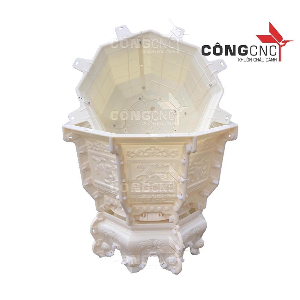 KHUÔN CHẬU CẢNH BÁT GIÁC 59 KÈM CHÂN ĐÔN KỶ khuôn chậu cảnh ABS, khuôn chậu cảnh Công CNC, khuôn đúc chậu xi măng