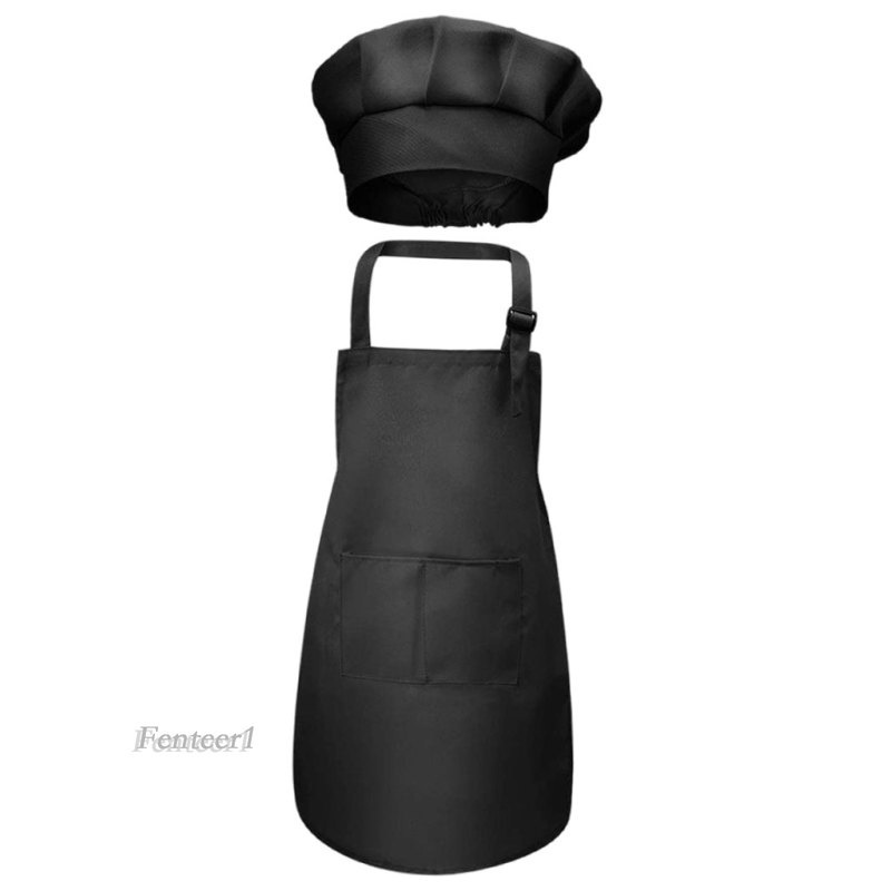 [Fenteer1] Set Tạp Dề Và Nón Đầu Bếp Có Túi Trước Điều Chỉnh Được Làm Thủ Công Cho