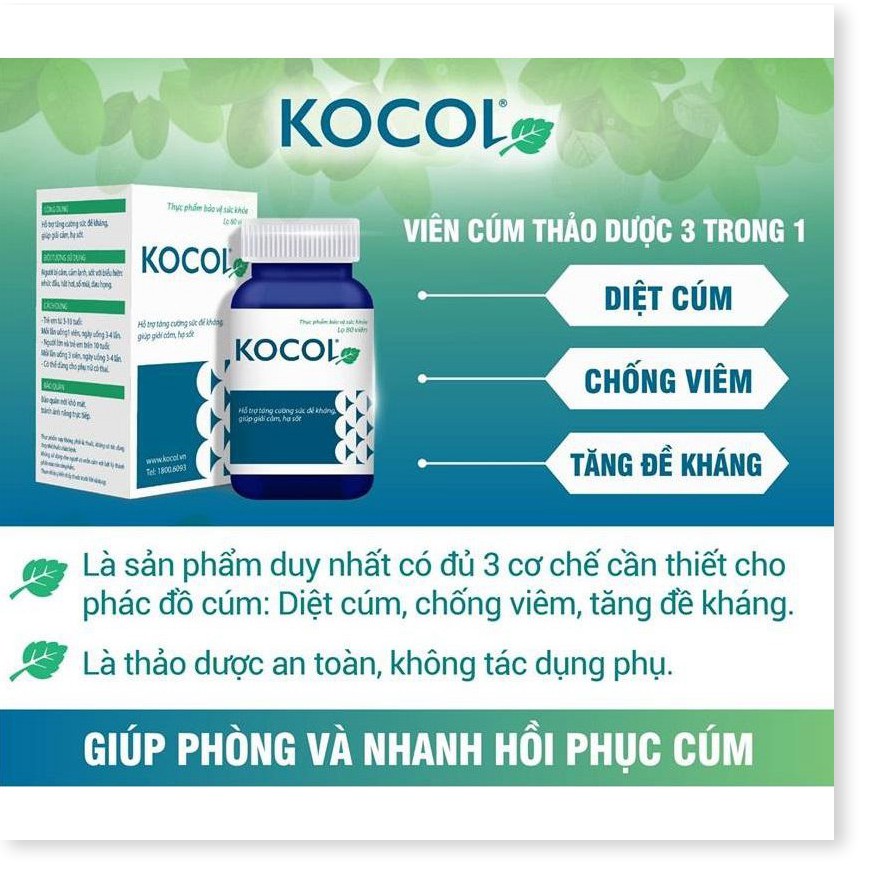 KOCOL - Hỗ Trợ Tăng Cường Sức Đề Kháng, Giúp Giảm Cảm, Hạ Sốt