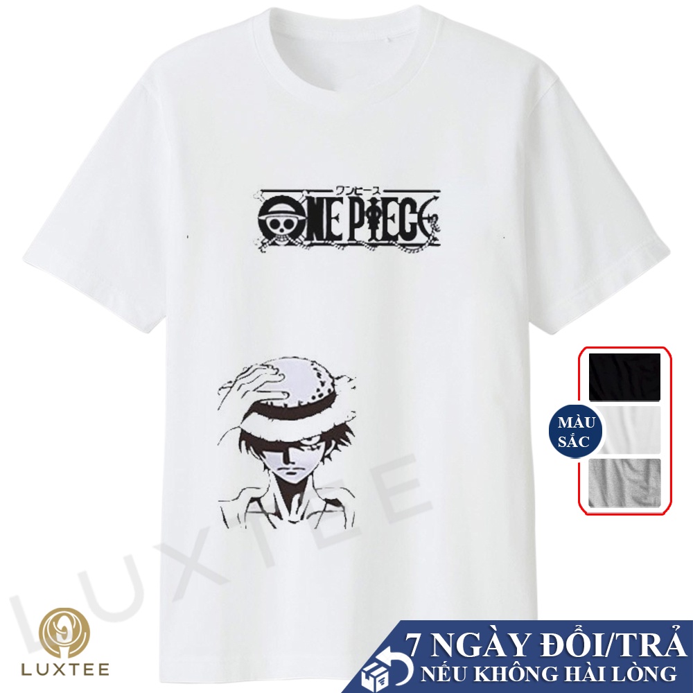 Áo Thun Tay Lỡ Luffy Gear One Piece Cực Chất Đen Trắng Xám, Áo Phông Oversize Nam Luffy Độc Đáo Vw6