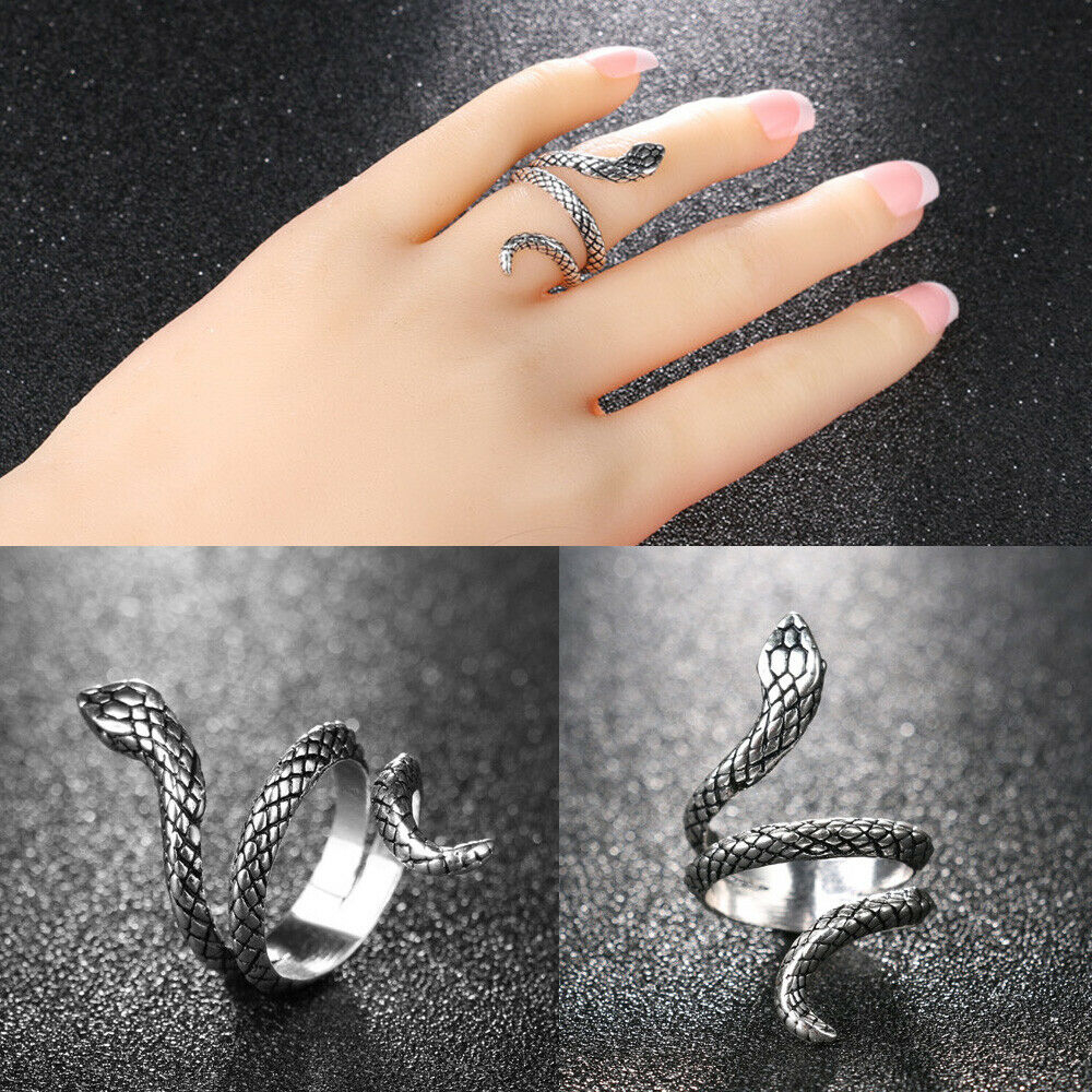 MOILY Fashion Snake Shape Adjustable Jewelry Punk Rings Rock Gothic Unisex Vintage|Plated/Multicolor