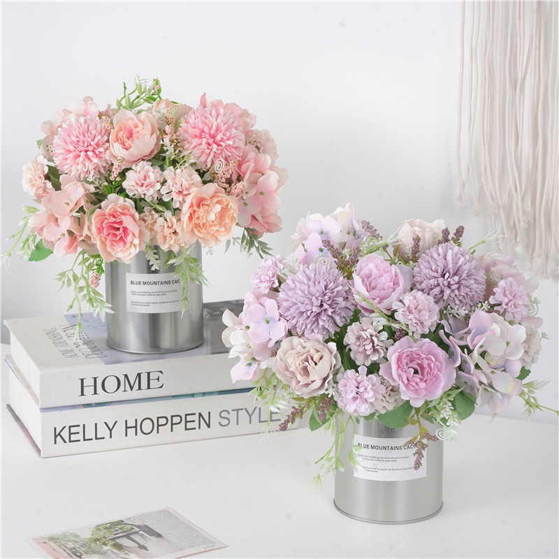 hoa giả décor hoa mẫu đơn hoa cẩm tú cầu hoa giả trang trí Bó hoa lụa giả trang trí nội thất