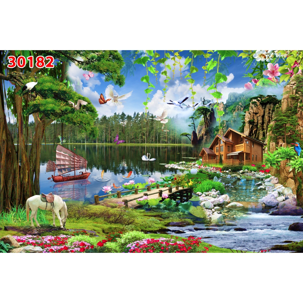 Tranh dán tường thác nước thiên nhiên trong lành