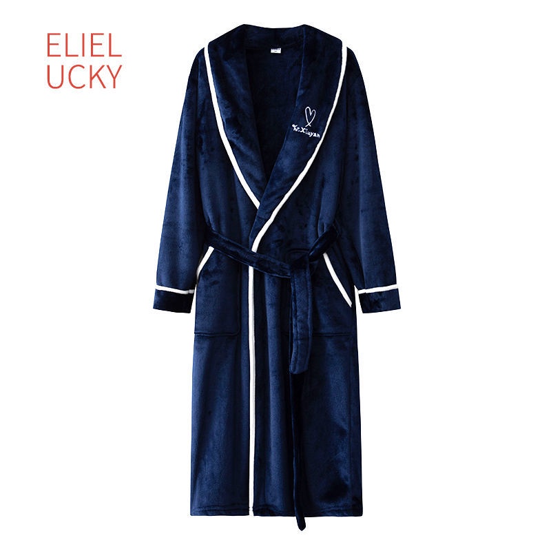 Áo Choàng Tắm/Ngủ/Ngủ Vải Lông Cừu San Hô Dày Dáng Dài Thời Trang Thu Đông Cho Nam Và Nữ | BigBuy360 - bigbuy360.vn