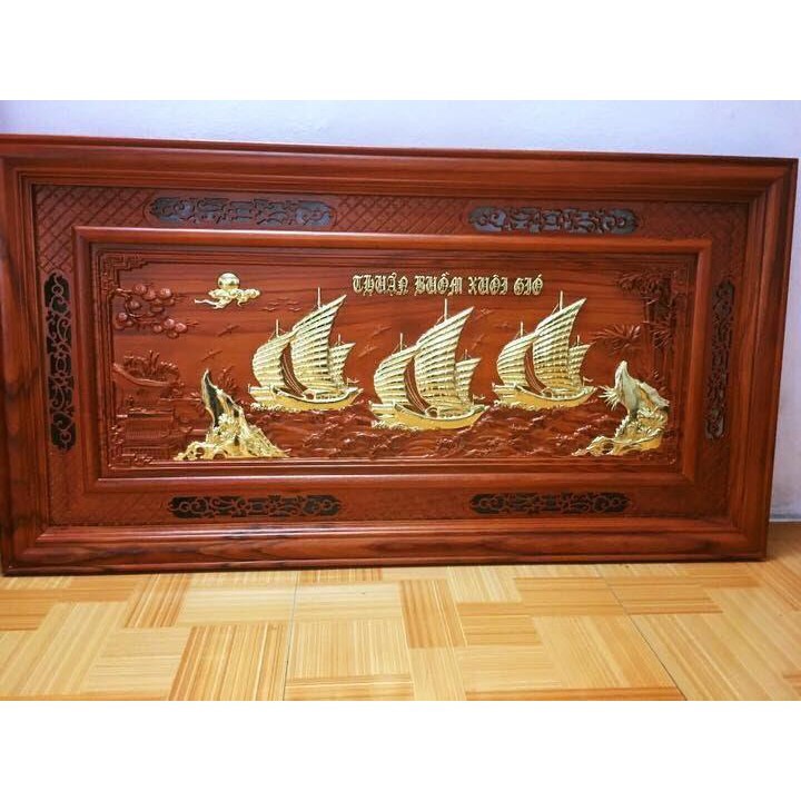 Tranh Thuận Buồm Xuôi Gió Gỗ Hương 127cmx67cmx5cm