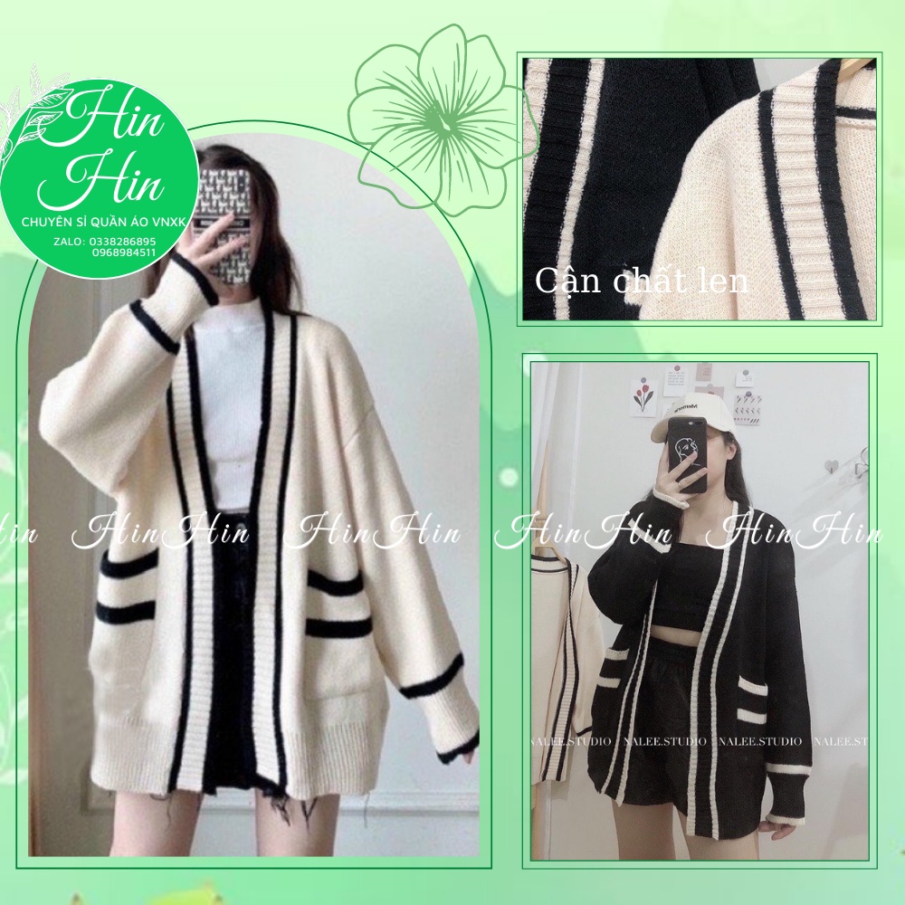 <Hình thật> [Hàng QC] Áo cardigan len viền Quảng Châu siêu đẹp dày dặn phong cách Hàn Quốc- Hinhin
