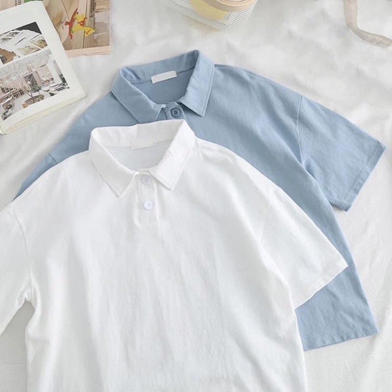 Áo polo ngắn tay phong cách Hàn Quốc dành cho nữ , Áo thun form rộng unisex polo cổ bẻ dáng rộng | BigBuy360 - bigbuy360.vn