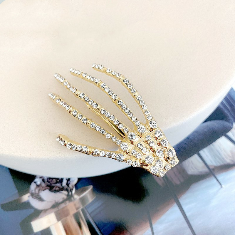 Harajuku Style Hand Claw Hairpin Female Korean Ins Cute Rhinestone Side Clip Word Clip Temperament Back Head Clip Lady Hair Clip Top Clip