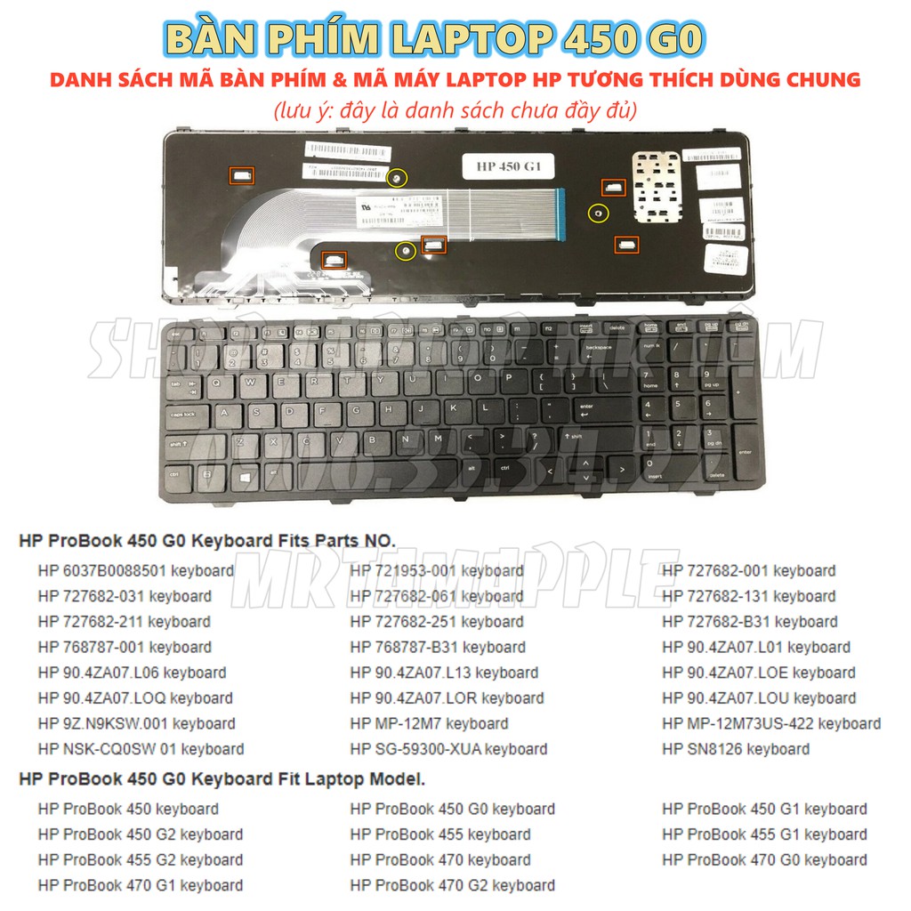 (KEYBOARD) BÀN PHÍM LAPTOP HP PROBOOK 450 dùng cho Probook 450 G0, 450 G1, 450 G2