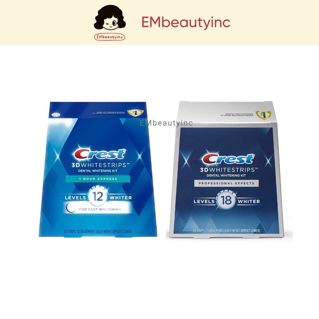 Miếng dán trắng răng Crest 3D Whitestrips Professional Effects, 1 Hour Express, Supreme Bright