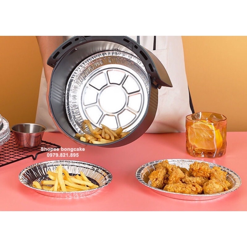 (Bán Buôn Sỉ) Set 10 khay giấy bạc lót nồi nướng bánh,....dùng trong nồi chiên không dầu, lò nướng