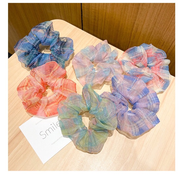 Chun cột tóc Scrunchies voan tơ,scrunchies kẻ