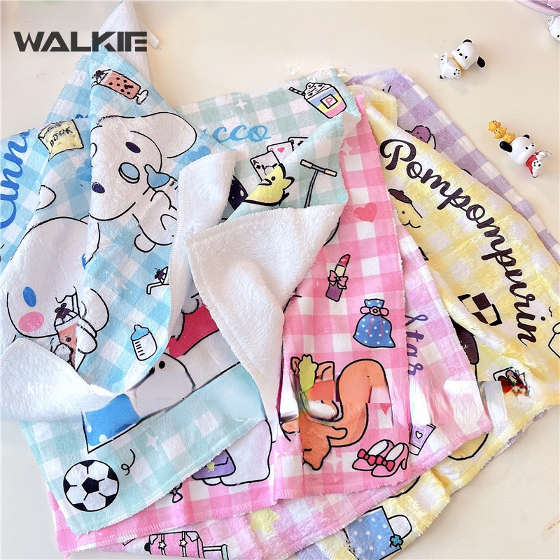 Khăn Lau Mặt Hình Vuông Nhỏ Họa Tiết Hoạt Hình Kuromi My Melody Cinnamoroll Kawaii 32Cmx32Cm