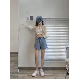 Quần short jeans có 2 màu hack dáng chân dài