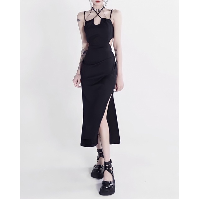 Váy dài khoét lưng xẻ tà hai bên ôm body siêu quyến rũ sexy
