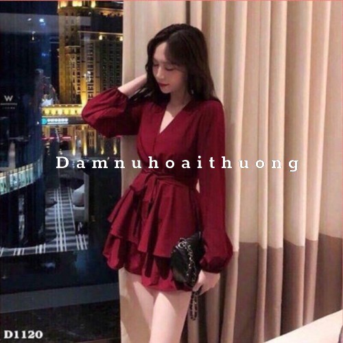 Jumsuit dạng đầm tầng dự tiệc tôn dáng với chất liệu mềm mịn Đầm nữ Hoài Thương