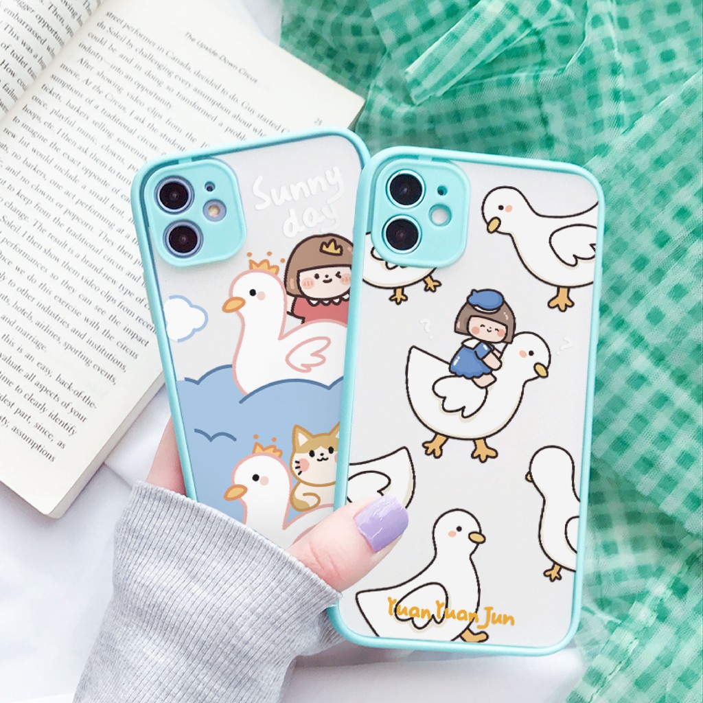 Ốp lưng iphone YuAn & Duck nhám viền nổi cong 5/5s/6/6plus/6s/6splus/7/7plus/8/8plus/x/xr/xs/11/12/pro/max/plus/promax | BigBuy360 - bigbuy360.vn