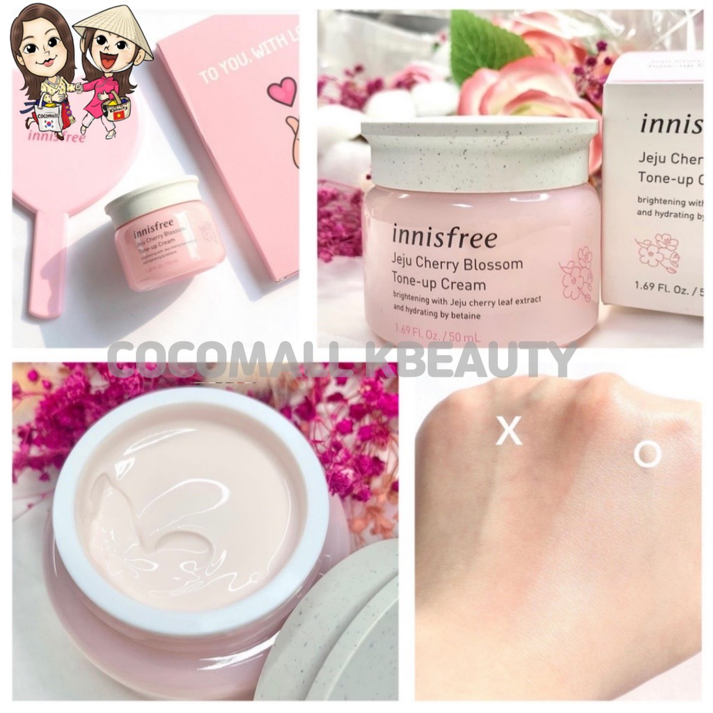 Kem dưỡng nâng tone da hoa anh đào Innisfree Jeju Cherry Blossom Tone Up Cream Cocomall KBeauty