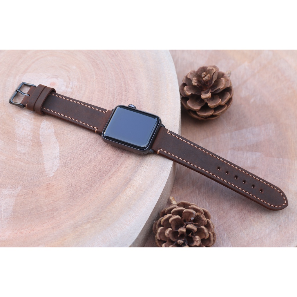 Dây đeo thay thế Apple Watch da bò sáp ngựa điên handmade