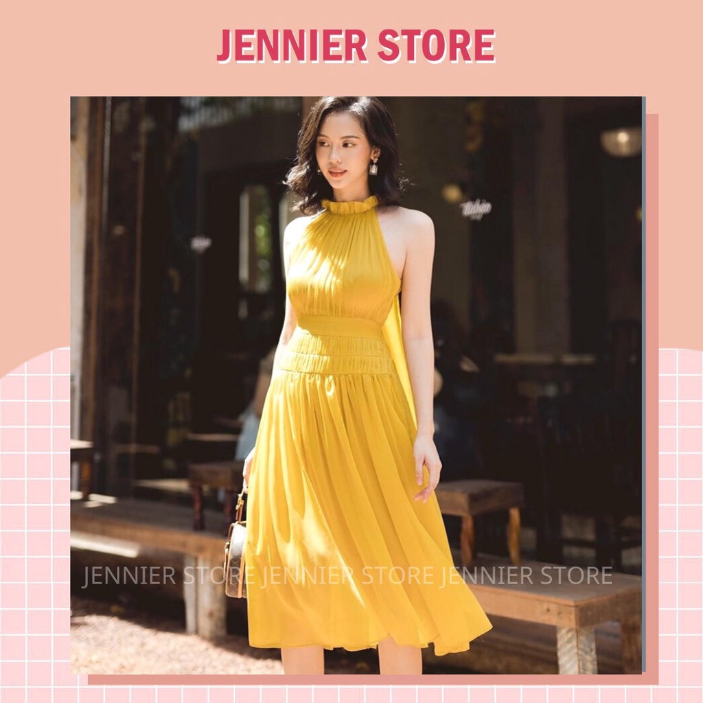 Váy maxi yếm vàng
