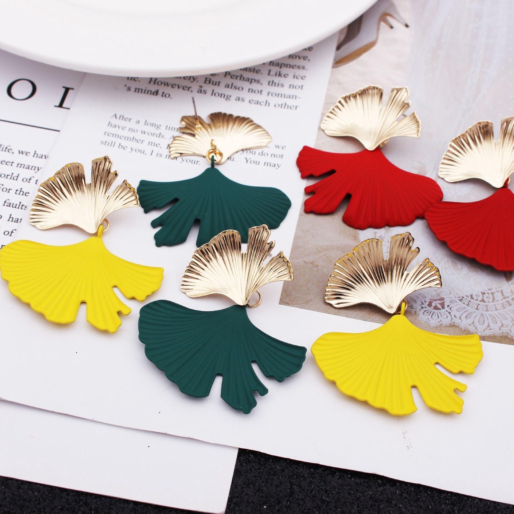 Khuyên Tai Thả Hình Lá Ginkgo Biba Kiểu Dáng Thời Trang Cho Nữ