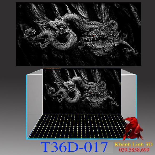 Tranh 3D Bể Cá Cảnh - Tranh Bể Cá Rồng Có Sẵn Keo Dán, Tặng Kèm Bộ Dụng Cụ