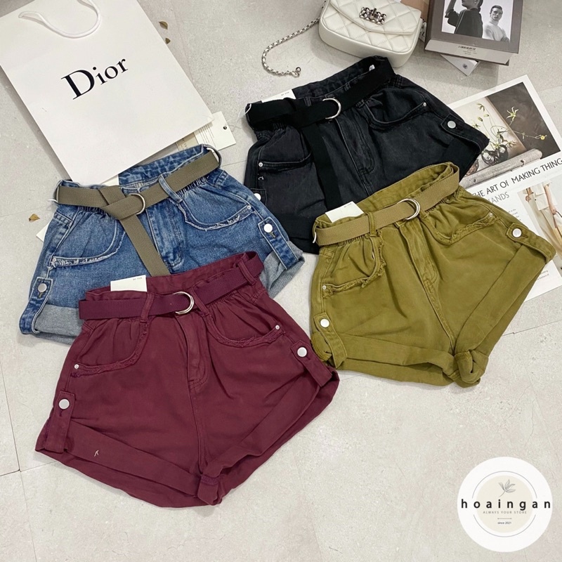 Quần sooc jeans vắn gấu kèm thắt lưng(hàng QCCC)