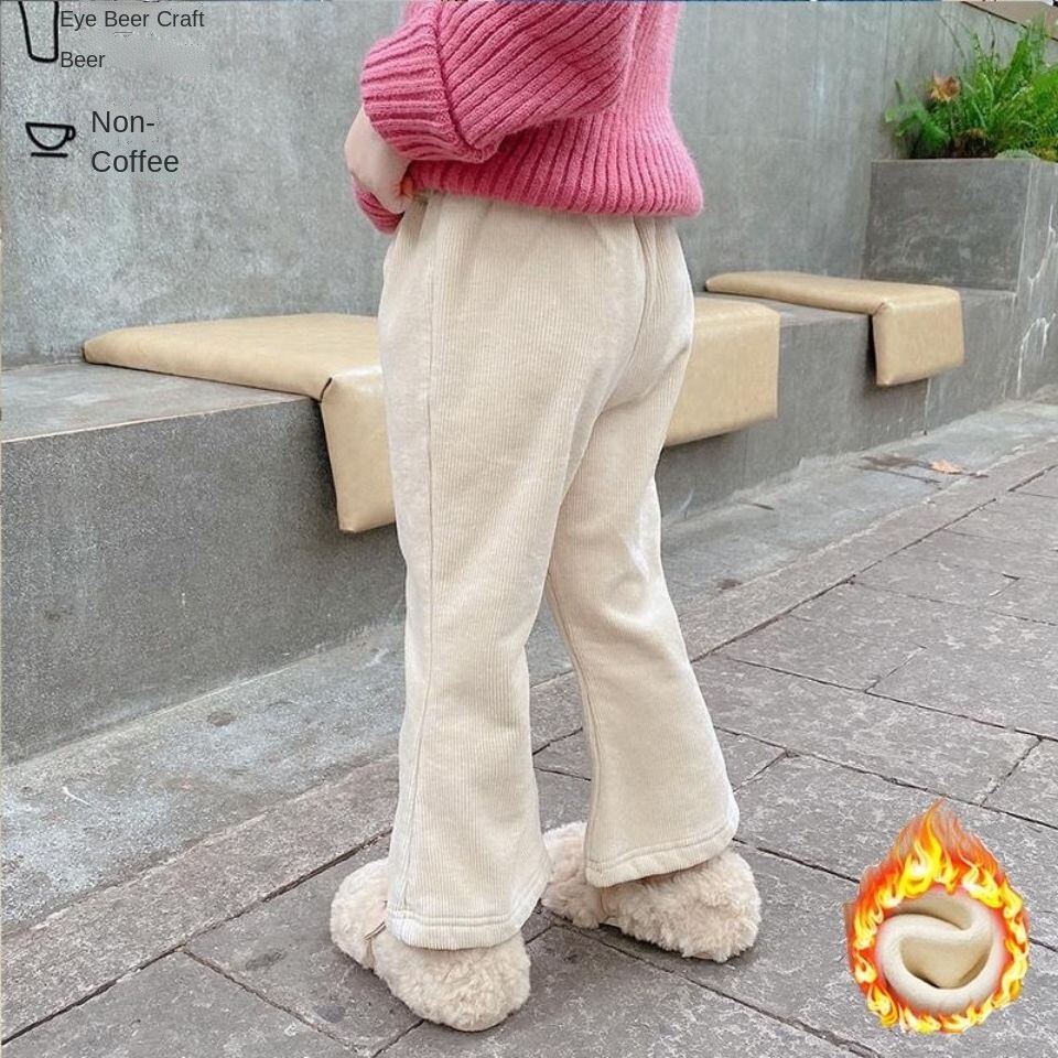 Quần dài ống loe lót nhung dày dặn giữ ấm thời trang thu đông cho bé gái