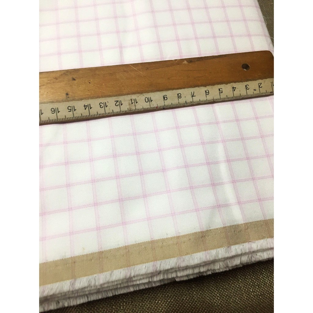 [SALE35K/M] Vải kate kẻ ô 15mm màu sọc hồng, chất đẹp như vải An Phước, mềm mịn