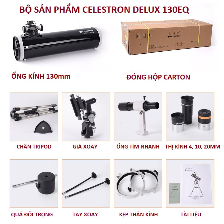 Kính thiên văn Celestron Deluxe 130EQ – Mỹ chính hãng