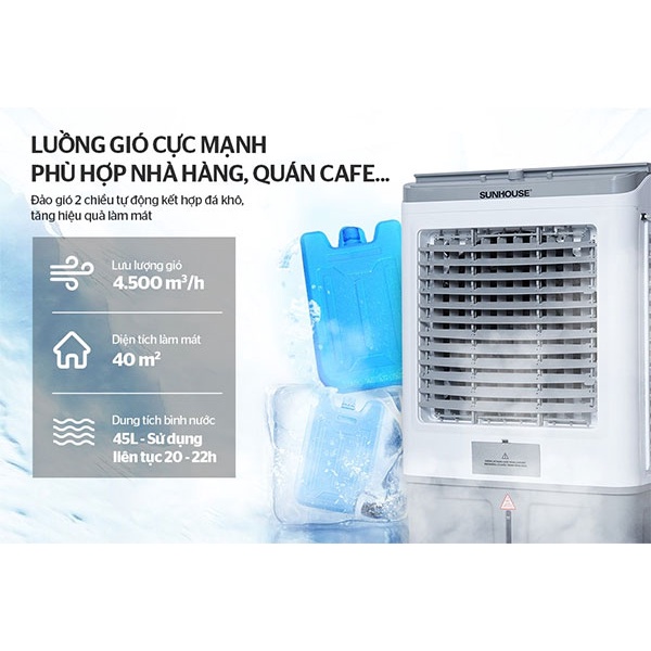 Quạt hơi nước Sunhouse SHD7739 45 lít chính hãng, quạt điều hoà, máy làm mát không khí - Hàng trưng bày - Điện máy Sunmy