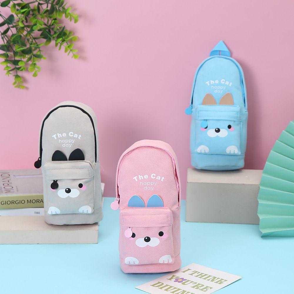 Túi Đựng Bút Bằng Vải Canvas Chống Nước Hình Dạng Cặp Đi Học