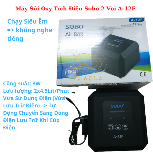 Oxy Tích Điện Siêu Êm 2 Vòi Sobo A-12F  - Máy Sủi Oxy Cho Bể Cá