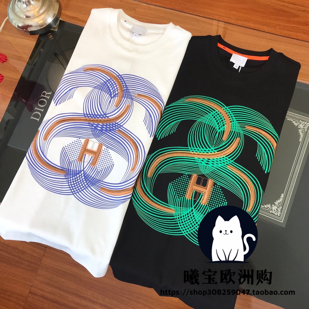 Áo Thun Tay Ngắn Dáng Rộng In Chữ Hermes + Thẻ Thời Trang Cho Nam Và Nữ