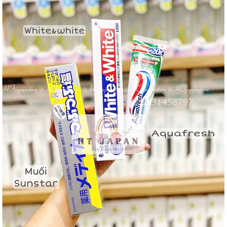 Kem đánh răng Aquafresh - White &amp; White - Muối suntar nội địa Nhật