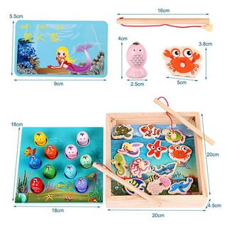 Bộ đồ chơi câu cá gỗ nam châm 3D cho trẻ em