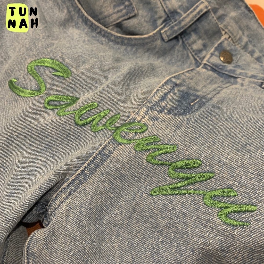 Quần Jeans nam nữ dáng suông ống rộng cao cấp thêu họa tiết chữ Sawenyu phong cách Ulzzang Streetwear nam nữ dễ phối đồ | BigBuy360 - bigbuy360.vn