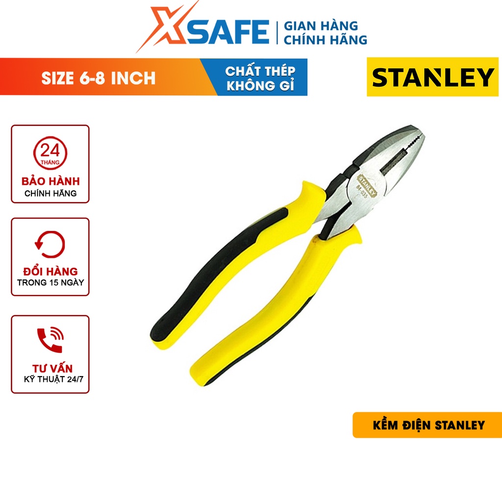 Kềm điện STANLEY nhỏ gọn Kìm Stanley tay cầm nhựa tăng ma sát chắc chắn, cách điện tốt