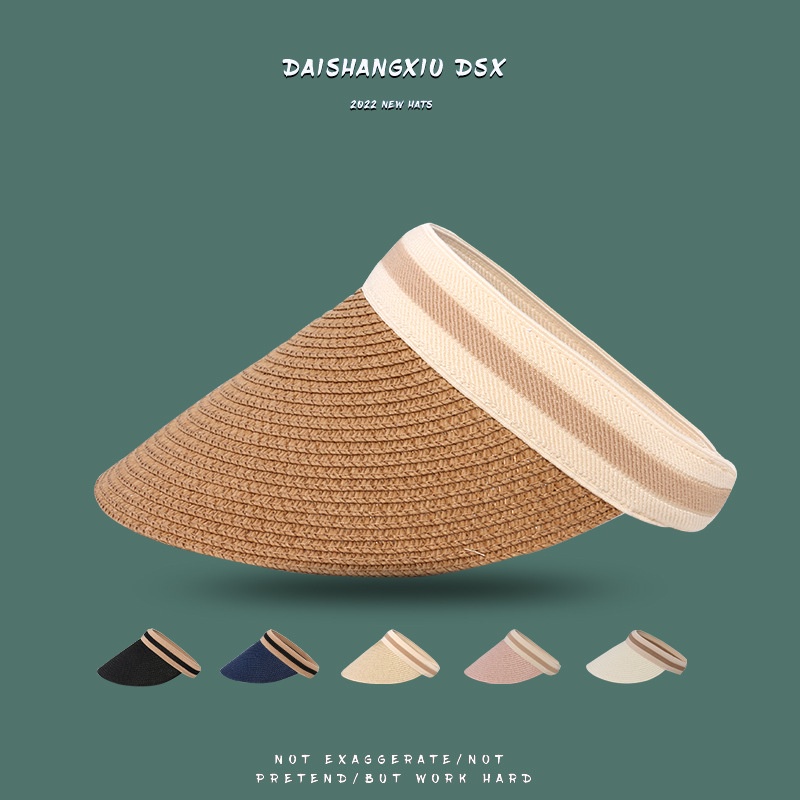 Mũ Cói Vành Rộng Hở Chóp Chống Nắng Ba Màu Sắc Dễ Phối Đồ Mang Đi Du Lịch