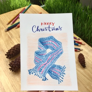 Thiệp NOEL vẽ chì màu trên giấy canson